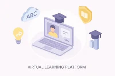 Students using e-learning platform
