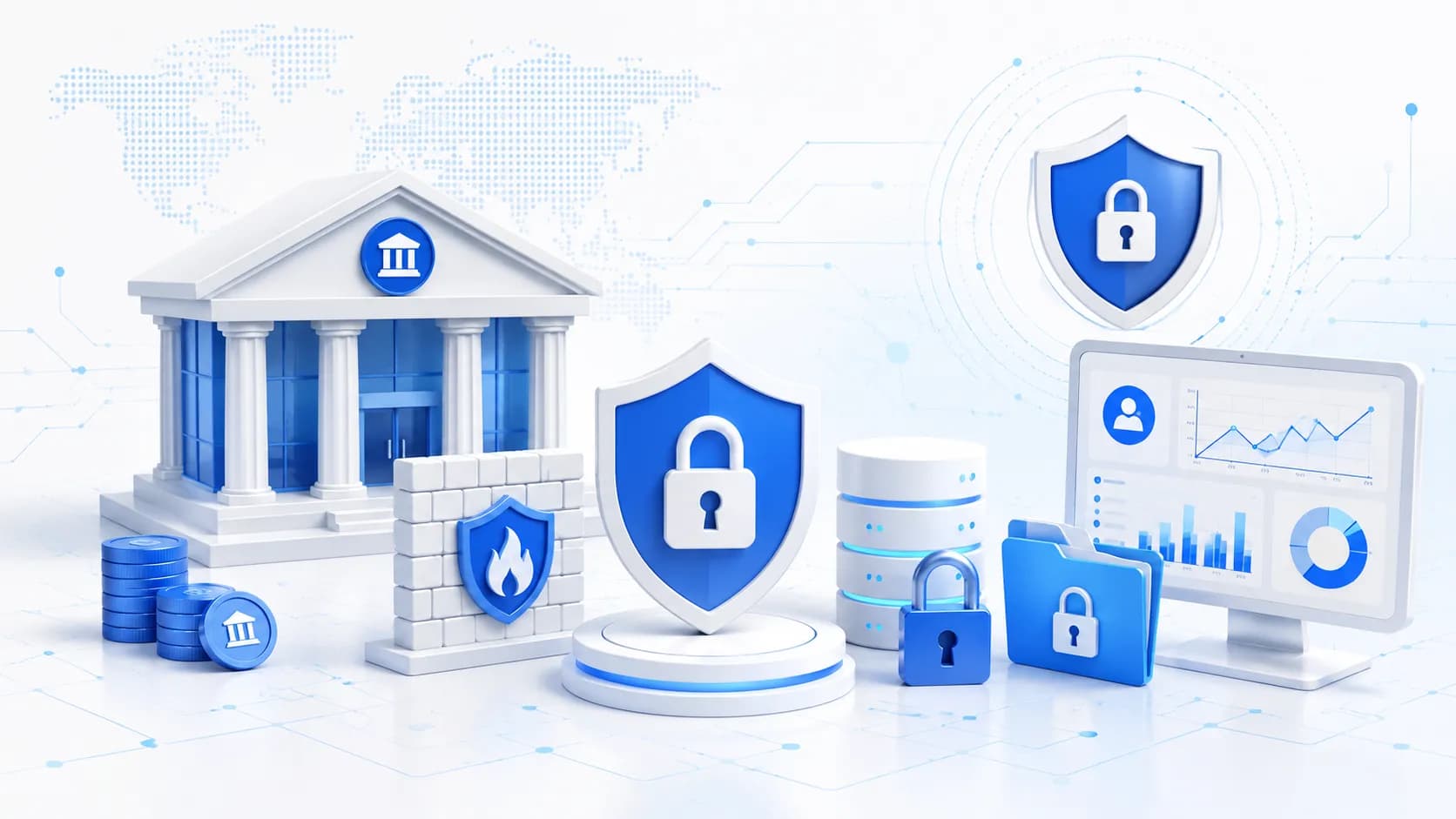Bank with rows of tellers