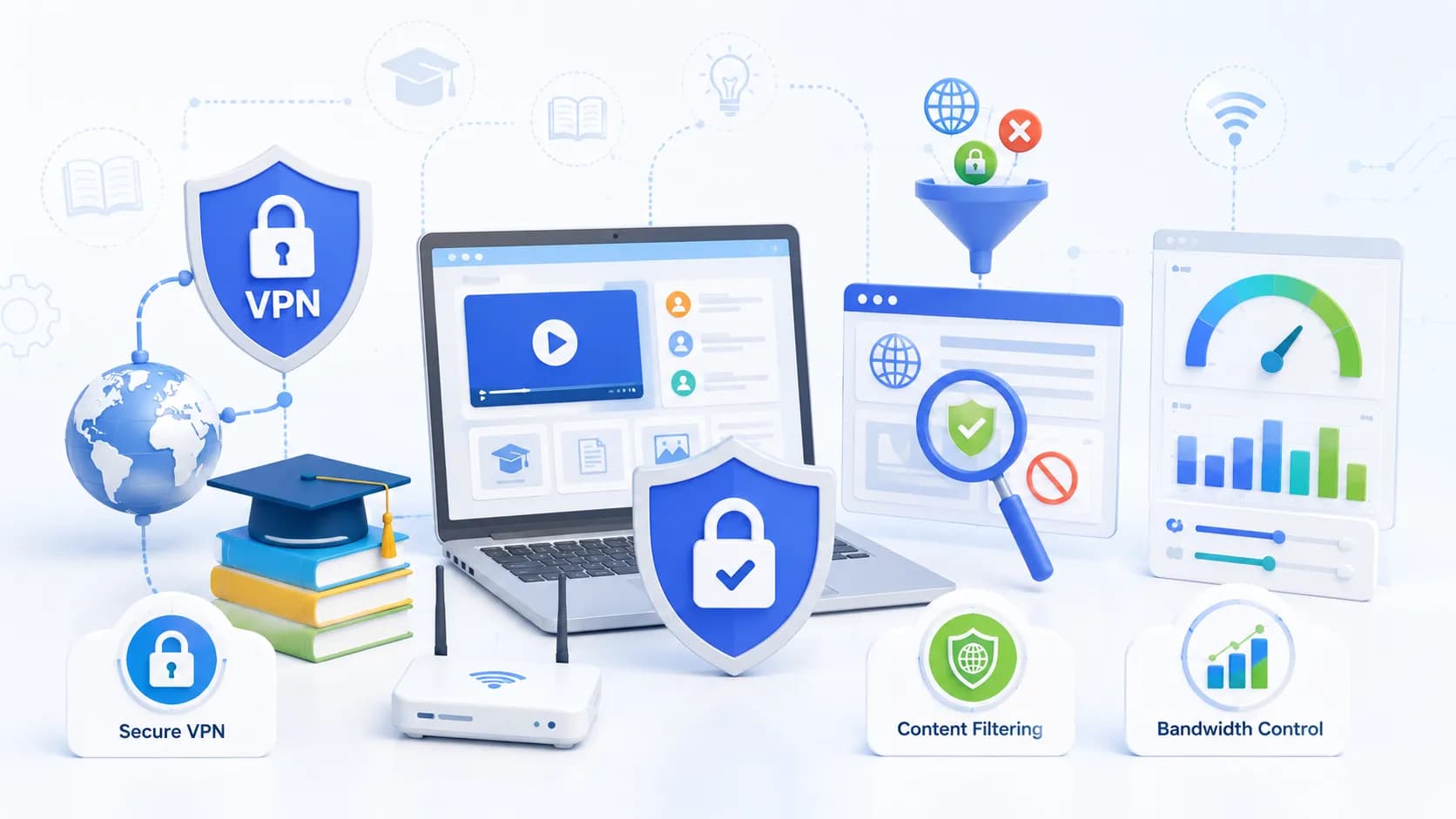 Students using e-learning platform